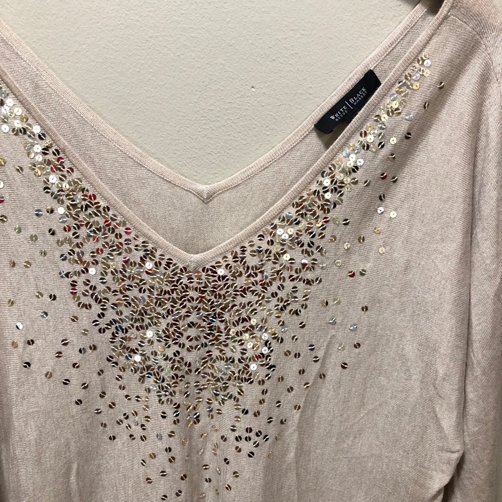 Sold {WHBM} Sequin Cashmere V Front & Back Sweater - Picture 3 of 9